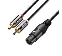 J&D XLR a 2 RCA Cavo Patch Y Spinotto, PVC Sgusciato Unbalanced 2x Cinch Maschio a XLR Femmina Audio Stereo Adattatore Cavo di Interconnessione per Altoparlante Condensatore Microfono Mixer AMP, 0,9m