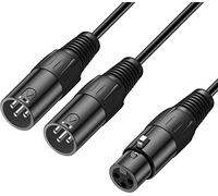 J&D XLR Femmina a 2x XLR Maschio Cavo Y Spinotto, 3 Pin PVC Sgusciato 2 XLR Maschio a XLR Femmina Y Spinotto Balanced Adattatore Cavo di Microfono per Record Mixer AMP Limiter Speaker, 0,48m