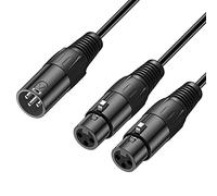 J&D XLR Maschio a 2x XLR Femmina Cavo Y Spinotto, 3 Pin PVC Sgusciato 2 XLR Femmina a XLR Maschio Y Spinotto Balanced Adattatore Cavo di Microfono per Record Mixer AMP Limiter Speaker, 0,48m