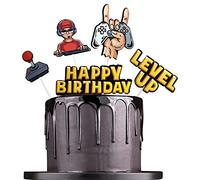 J& DECO Decorazione per torta personalizzata, con motivo gaming, regalo originale per compleanno, per torte, cupcake o muffin per feste di compleanno