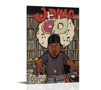 J Dilla - Poster su tela da parete per soggiorno, moderno, per la camera da letto, per la camera da letto, la musica e il film, 50 x 75 cm, con cornice