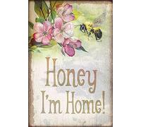J.DXHYA Targa in metallo con scritta "Honey I'm Home", 30,5 x 20,3 cm, targa retrò vintage