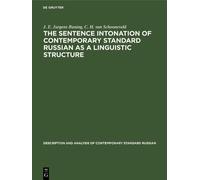 J. E. Jurgens B The sentence intonation of contemporary stand (Copertina rigida)