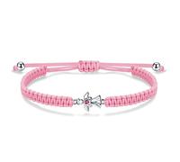 J.Endéar Bracciale Angelo Custode per Figlia dalla Madre, Bracciale Angelo Argento 925 Zircone Rosso Bracciale Corda Filigrana Fatto a Mano Figlia Regalo di Compleanno per Ragazza Bambini, Rosa