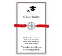 J.Endéar Bracciale Bussola per Donne Ragazze Bracciale Corda Laurea Fatto A Mano Argento 925 Gioielli Unisex Classe 2024 Congratulazioni Laurea Regalo d'ispirazione, Rosso
