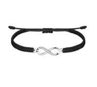 J.Endéar Bracciale Corda Fortuna Fatto a Mano, Bracciale Infinito Argento 925 con Zircone per Donna, Gioielli Intrecciati Ragazze, Bracciale Adolescente Regolabile, Nero
