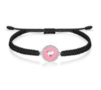 J.Endéar Bracciale Cuore Argento 925 per Ragazza Donna, Filigrana Corda Intrecciata Bracciale Smalto Ritorto Rotondo Fascino Gioielli Fatti A Mano Adolescenti Regalo, Nero
