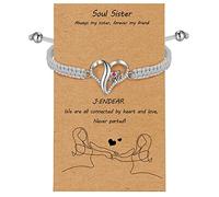 J.Endéar Bracciale Cuore Sorella per Donne Ragazze, Argento 925 Fatto A Mano Filigrana Corda Bracciale Anima Sorella Migliore Amico Amicizia Gioielli Regalo, Grigio