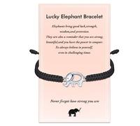 J.Endéar Bracciale Elefante per Donne Ragazze, Argento 925 Corda Fatta A Mano Braccialetto Buona Fortuna Elefante Ispirazione Gioielli Amuleto Regalo per Adolescente, Nero