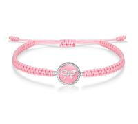 J.Endéar Bracciale Fiocco per Ragazza Adolescenti Argento 925, Corda Filigrana Intrecciato Bracciale Donne Smalto Rotondo Fascino, Fatto A Mano Arco Gioielli Regalo Fortunato, Rosa