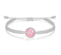 J.Endéar Bracciale Fiocco per Ragazza Adolescenti Argento 925, Corda Filigrana Intrecciato Bracciale Donne Smalto Rotondo Fascino, Fatto A Mano Arco Gioielli Regalo Fortunato, Grigio