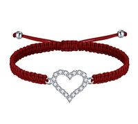 J.Endéar Bracciale Intrecciato Fatto a Mano Cuore Argento 925 Cubic Zirconia Filigrana Bracciale Corda Regalo d'Amore per Donne Ragazze, Marrone