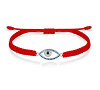 J.Endéar Bracciale Malocchio Fatto a Mano per Donna Ragazza, Bracciale Occhio Nazar Argento 925 con Zircone Cubico, Bracciale Corda Regolabile Rosso, Regalo di Protezione Buona Fortuna