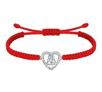 J.Endéar Bracciale Sorella per Donne Ragazze, Argento 925 Cuore Gioielli Fatto A Mano Intrecciato Corda Bracciale Regolabile, Amicizia Regali per l'Anima Sorella Migliori Amiche, Rosso