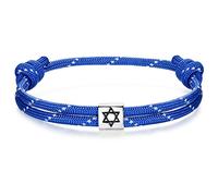J.Endéar Bracciale Stella di David Argento 925 | Surfer Bracciale Nautico Paracord Fatto a Mano | Gioielli Ebrei per Uomo Donna Ragazzi Kabbalah Protezione Amuleto Regalo, Blu