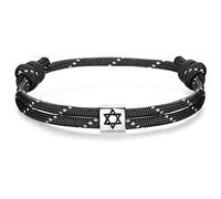 J.Endéar Bracciale Stella di David Argento 925 | Surfer Bracciale Nautico Paracord Fatto a Mano | Gioielli Ebrei per Uomo Donna Ragazzi Kabbalah Protezione Amuleto Regalo, Nero