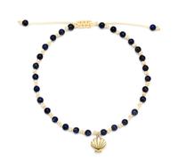 J.Endéar JENDEAR Cavigliera in Lapislazzuli per Donna, Cavigliera in Corda, Argento 925 Placcato in Oro 18K, Ipoallergeni, Regali di Gioielli Estivo con Stile Bohémien