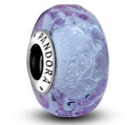 J.Fée 1 Pezzo Charms per Bracciali Ciondoli per Collane in 925 Argento Sterling, Ciondoli a Braccialetti, Adatto a Braccialetti e Collane, Ciondolo in Vetro Color Viola Forma di Onda, Regalo Donna