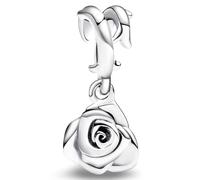 J.Fée 1 Pezzo Charms per Bracciali Ciondoli per Collane in 925 Argento Sterling, Ciondoli a Braccialetti, Adatto a Braccialetti e Collane, Ciondolo con Rosa Argentata, Regalo Donna