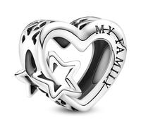 J.Fée 1 Pezzo Charms per Bracciali Ciondoli per Collane in 925 Argento Sterling, Ciondoli a Braccialetti, Adatto a Braccialetti e Collane, Ciondolo Forma di Cuore e Stella, Regalo Donna