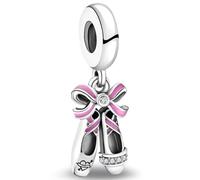 J.Fée 1 Pezzo Charms per Bracciali Ciondoli per Collane in 925 Argento Sterling, Ciondoli a Braccialetti, Adatto a Braccialetti e Collane, Charm Ciondolo Scarpetta da Ballo Rosa, Regalo Donna