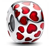 J.Fée 1 Pezzo Charms per Bracciali Ciondoli per Collane in 925 Argento Sterling, Ciondoli a Braccialetti, Adatto a Braccialetti e Collane, Clip Ciondolo Cuore Rosso Pendente Cerchio, Regalo Donna