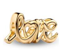 J.Fée 1 Pezzo Charms per Bracciali Ciondoli per Collane in 925 Argento Sterling, Ciondoli a Braccialetti, Adatto a Braccialetti e Collane, Ciondolo Charm Dorato Love, Regalo Donna