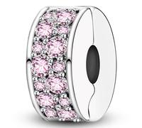 J.Fée 1 Pezzo Charms per Bracciali Ciondoli per Collane in 925 Argento Sterling, Ciondoli a Braccialetti, Adatto a Braccialetti e Collane, Clip Ciondolo con Diamanti Rosa, Regalo Donna