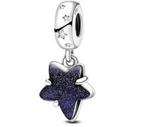 J.Fée 1 Pezzo Charms per Bracciali Ciondoli per Collane in 925 Argento Sterling, Ciondoli a Braccialetti, Adatto a Braccialetti e Collane, Ciondolo Stella Cinque Punte Blu Galattico, Regalo Donna