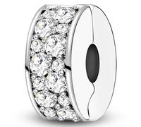 J.Fée 1 Pezzo Charms per Bracciali Ciondoli per Collane in 925 Argento Sterling, Ciondoli a Braccialetti, Adatto a Braccialetti e Collane, Clip Ciondolo con Fermaglio Silicone Bianco, Regalo Donna