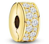 J.Fée 1 Pezzo Charms per Bracciali Ciondoli per Collane in 925 Argento Sterling, Ciondoli a Braccialetti, Adatto a Braccialetti e Collane, Clip Ciondolo in Oro con Zirconi Incastonati, Regalo Donna