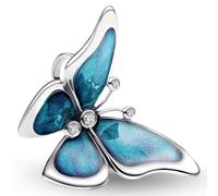 J.Fée 1 Pezzo Charms per Bracciali Ciondoli per Collane in 925 Argento Sterling, Ciondoli a Braccialetti, Adatto a Braccialetti e Collane, Ciondolo Farfalla Blu, Regalo Donna