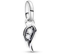 J.Fée 1 Pezzo Charms per Bracciali Ciondoli per Collane in 925 Argento Sterling, Ciondoli a Braccialetti, Adatto a Braccialetti e Collane, Ciondolo Forma di Piuma con Diamanti, Regalo Donna