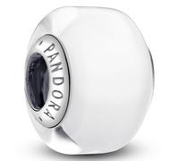 J.Fée 1 Pezzo Charms per Bracciali Ciondoli per Collane in 925 Argento Sterling, Ciondoli a Braccialetti, Adatto a Braccialetti e Collane, Clip Ciondolo Perla in Vetro Bianco, Regalo Donna