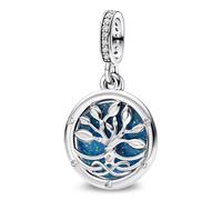 J.Fée 1 Pezzo Charms per Bracciali Ciondoli per Collane in 925 Argento Sterling, Ciondoli a Braccialetti, Adatto a Braccialetti e Collane, Blu Scuro Ciondolo Albero Della Vita, Regalo Donna