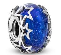 J.Fée 1 Pezzo Charms per Bracciali Ciondoli per Collane in 925 Argento Sterling, Ciondoli a Braccialetti, Adatto a Braccialetti e Collane, Ciondolo Galassia Palloncino in Vetro di Blu, Regalo Donna