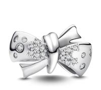 J.Fée 1 Pezzo Charms per Bracciali Ciondoli per Collane in 925 Argento Sterling, Ciondoli a Braccialetti, Adatto a Braccialetti e Collane, Ciondolo Forma di Fiocco Scintillante, Regalo Donna