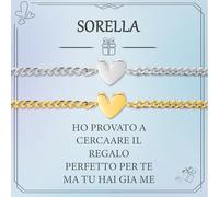 J.Fée 2PCS Bracciale Amicizia Donna, 18K Oro Bracciali Con Cuore S925 Oro Bracciale Amicizia Donna Bracciali Sorelle Personalizzato Donne Regali di Sorelle Regalo Amica Compleanno