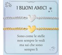 J.Fée 2PCS Bracciale Amicizia Donna, 18K Oro Bracciali Con Cuore S925 Oro Bracciale Amicizia Donna Bracciali Amica Personalizzato Donne Regali di Amico Regalo Amica Compleanno