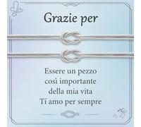 J.Fée 2PCS Bracciale Amicizia Maestra Bracciali Donna Bracciali Coppia Argento 925, Nodo Bracciale Donna Oro Jewellery, Fidanzato Regalo Maestre Fine Anno Mamma Regalo Migliore Amica.