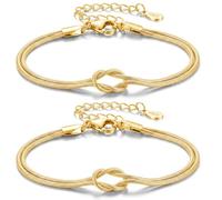 J.Fée 2PCS Bracciali Coppia Bracciale Amicizia Bracciale Donna Argento 925 Bracciali Amicizia Donna, Braccialetti Donne Oro, Regali di Coppia Regalo Amica Regalo Fidanzato Regali Mamma San Valentino