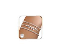 J.Fée 3 Pezzi Bracciale Donna Argento 925, Bracciali Donna Amicizia Con Zirconi, Regolabili Set Braccialetti Sovrapponibili Braccialetto Donnas, Moda Gioielli Donne Regalo Amica Regali Mamma, Argento