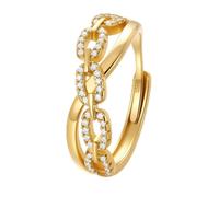 J.Fée Anello Donna Argento 925 Con Zirconi 5A, Anelli Donna Oro Regolabile, Fidanzamento Anello Promessa Anelli in una Confezione Regalo, Elegante Gioiello Regalo Donnas, Oro