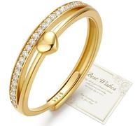 J.Fée Anello Donna Argento 925 Con Zirconi 5A, Anelli Donna Oro Regolabile, Fidanzamento Anello Promessa Anelli in una Confezione Regalo, Elegante Gioiello Regalo Donnas, Oro