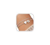 J.Fée Bracciale Donna Argento/Oro, S925 O 14K Oro Bracciali Con Iniziali Bracciale Personalizzato, 26 Iniziali A-Z Bracciali Donna A Strati A Forma Di Cuore, Gioielli Eleganti Regali Donne