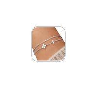 J.Fée Bracciale Donna con Iniziali e Quadrifoglio Zircone, Bracciale Donna Argento 925 e Bracciali Donna Oro 14K,Regalo Donna Regalo Amica Regali per Lei