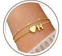 J.Fée Bracciale Donna Oro, Bracciali Con Iniziali Bracciale Personalizzato Bracciali Donna A Strati A Forma Di Cuore, Gioielli Eleganti Regali Donne, Iniziali H Oro