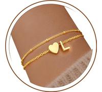 J.Fée Bracciale Donna Oro, Bracciali Con Iniziali Bracciale Personalizzato Bracciali Donna A Strati A Forma Di Cuore, Gioielli Eleganti Regali Donne, Iniziali L Oro
