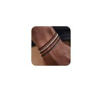J.Fée Bracciale Uomo Acciaio Set Bracciali Uomo, 4 Pezzi 316L Inossidabile Cubana Braccialetto Ipoallergenico Sovrapponibili Braccialetti, Gioielli Compleanno Regali Natale, Argento e Nero