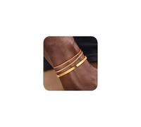 J.Fée Bracciale Uomo Acciaio Set Bracciali Uomo Oro, 3 Pezzi 316L Inossidabile Cubana Braccialetto Ipoallergenico Sovrapponibili Braccialetti, Gioielli Compleanno Regali Natale